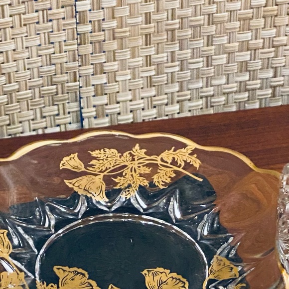 🍁🌟3xHP🌟ANTQ Cambridge Glass Gold Flanders Bon Bon Dish - Picture 10 of 10